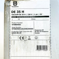 Husqvarna DE35H Trockensauger, 230V, 1200–3400W, 13700 Pa, IPX4, 50–60Hz, orange