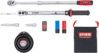 STIER Wheel Mounting Set 1/2", 11-piece, torque wrench 40-200 Nm, extensions, case, high precision