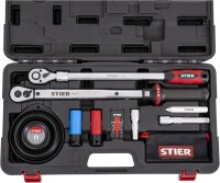 STIER Wheel Mounting Set 1/2", 11-piece, torque wrench 40-200 Nm, extensions, case, high precision