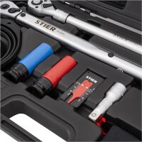 STIER Wheel Mounting Set 1/2", 11-piece, torque wrench 40-200 Nm, extensions, case, high precision