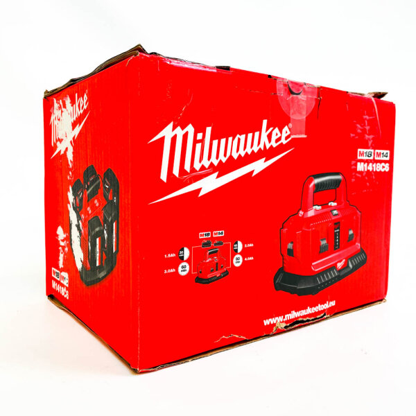 Milwaukee M18 M1418 C6 Multi-Ladegerät, 6-fach, 220–240 V, 50–60 Hz, Modell 4932430086