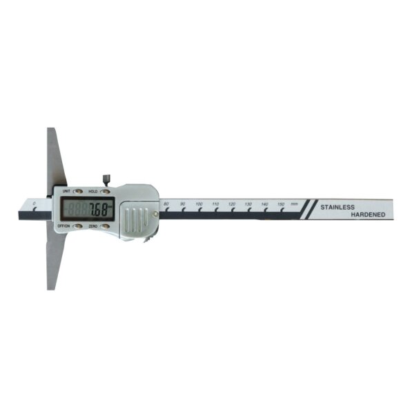 Digital depth gauge 218.025.N, 200 mm measuring range, 0.01 mm resolution, robust metal housing