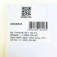 Digitaler Tiefenmesser 218.025.N, 200 mm Messbereich, 0,01 mm Auflösung, robustes Metallgehäuse