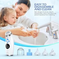 Elektrischer Nasensauger Baby, 5 Saugstufen, USB-Ladung, 15ml Behälter, 3 Silikonaufsätze, Selbstreinigung, grau