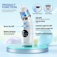 Elektrischer Nasensauger Baby, 5 Saugstufen, USB-Ladung, 15ml Behälter, 3 Silikonaufsätze, Selbstreinigung, grau