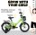 Glerc Bubble 12 Zoll Kinderfahrrad, für 3-8 Jahre, Jungen & Mädchen, mit Stützrädern, grün, verstellbarer Sattel