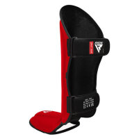 RDX Shin Guards L 170–180 cm, Kickboxing, Red, Lightweight Nylon Plastic Shell, Shell Shock GEL Cushioning