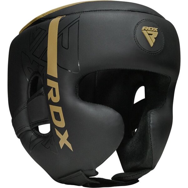RDX Head Guard L 56–58 cm, Kickboxen Kopfschutz, Schwarz, gepolsterter Kampfsport-Helm, verstellbar, Ohr- und Kinnschutz