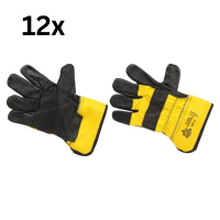 KeepSAFE 013428 Superior Rigger Gloves, 12-pack, Black/Yellow, Reusable, Robust Work Gloves
