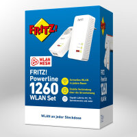 AVM FRITZ! Powerline 1260 Set, Powerline-Adapter mit WLAN, Gigabit-LAN, MIMO-Technologie, Netzwerk-Erweiterung