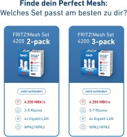 AVM FRITZ! Mesh Set 4200, 2x FRITZ!Repeater, Tri-band Wi-Fi 6, up to 4,200 Mbit/s, WLAN for 3–5 rooms, German version
