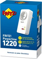 AVM FRITZ!Powerline 1220E, Powerline-Adapter, 1200 Mbit/s, 2x Gigabit-LAN, integrierte Steckdose