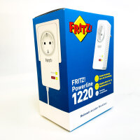 AVM FRITZ!Powerline 1220E, Powerline-Adapter, 1200 Mbit/s, 2x Gigabit-LAN, integrierte Steckdose
