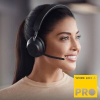 Jabra Evolve2 65 Stereo, kabelloses USB-C Headset, Noise Cancelling, MS Teams zertifiziert, Bluetooth-Adapter, schwarz