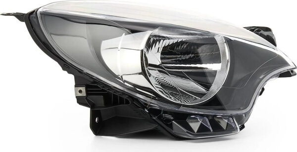 TYC right headlight, suitable for Renault Twingo II CN0, model number 20-14027-05-2, clear glass, halogen, with motor for headlight range adjustment
