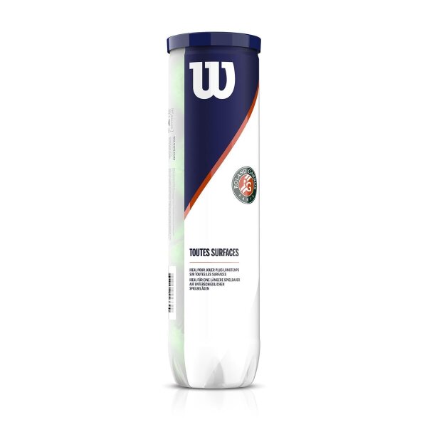 Roland Garros Tennisbälle 4er-Pack, gelb, Trainingsbälle, langlebig, geringe Flusenbildung, für alle Platzarten