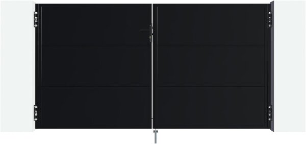 Casanoov NALI 300B160, swing gate 300x160 cm, matt black, modern steel gate for driveway, outdoor area, Box 1