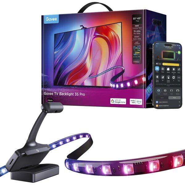 Govee H66A0311 TV backlight, RGBICW LED, 55–65 inch, smart Ambilight backlighting with camera, HDR, color synchronization