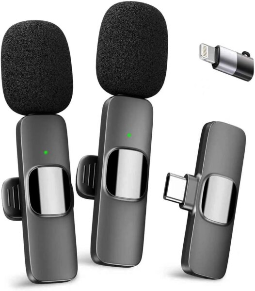 YRF Wireless Lavalier Microphone, Clip-On, Ideal for Video Recordings, Interviews, Online Teaching, Vlogging, Social Media, Black