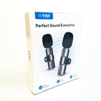 YRF Wireless Lavalier Microphone, Clip-On, Ideal for Video Recordings, Interviews, Online Teaching, Vlogging, Social Media, Black