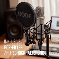 RØDE NT1 Studio Condenser Microphone Set, 1" Large Diaphragm, 48V Phantom Power, Complete Set for Vocals, Podcast & Home Studio