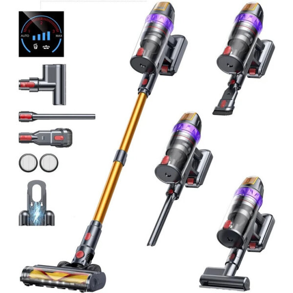 BUTURE VC90 cordless vacuum cleaner, strong suction power, mattress attachment, wall mount with charging function, automatic suction power adjustment