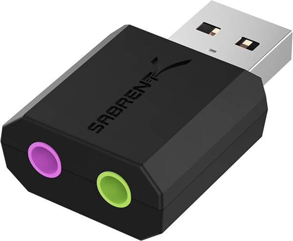 Sabrent AU-MMSA USB Soundkarte, externer Audioadapter, USB auf 3,5 mm Klinke, Kopfhörer- & Mikrofonanschluss