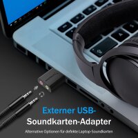Sabrent AU-MMSA USB Soundkarte, externer Audioadapter, USB auf 3,5 mm Klinke, Kopfhörer- & Mikrofonanschluss