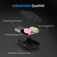 Sabrent AU-MMSA USB Soundkarte, externer Audioadapter, USB auf 3,5 mm Klinke, Kopfhörer- & Mikrofonanschluss