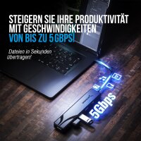 Sabrent HB-TC5P USB-C Hub, 5-in-1 Adapter, HDMI 4K 60Hz, 3x USB-A Ports, 100W Power Delivery Ladeport