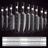 MDHAND 10-teiliges Küchenmesser-Set, Edelstahl, verschiedene Größen, scharfe Klingen, ergonomischer rutschfester Griff