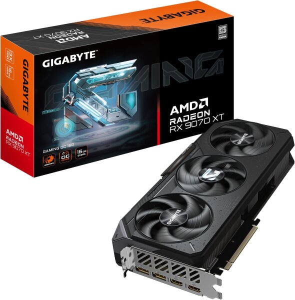 Gigabyte Radeon RX 9070 XT Gaming OC, Grafikkarte, 16GB GDDR6, PCIe 5.0, 3060 MHz, 2x DP, 2x HDMI