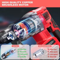 Hammer Drill CD26-4 Akku-Bohrhammer, SDS-plus, bürstenlos, 2x 4000mAh Akkus, 3 Bohrer, 2 Meißel, 4-in-1, kabellos, für Beton/Wände