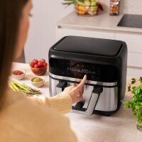 Cecotec Cecofry Dual 9000 Heißluftfritteuse 9L, 2 Fächer, 2850W, Touchpanel, Dual-Temperatur, 6 Programme, fettarme Zubereitung
