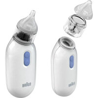 Braun BNA100 Nasensauger, elektrischer Schleimentferner, 2 Saugstufen, 2 Aufsatzgrößen, spülmaschinenfest, für Babys und Kinder