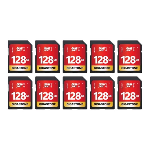 Gigastone 128GB SDXC memory card 10-pack, UHS-I U1 Class 10, 80MB/s, for Canon Olympus PC digital cameras