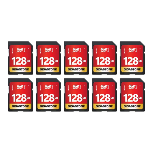 Gigastone 128GB SDXC memory card 10-pack, UHS-I U1 Class 10, 80MB/s, for Canon Olympus PC digital cameras