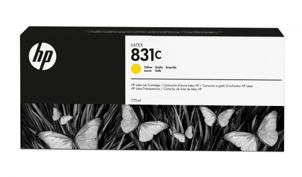 HP 831C Yellow Ink Cartridge 775ml, CZ697A, for Latex 310-570, Printer Cartridge, Long-lasting, High-quality Print Quality