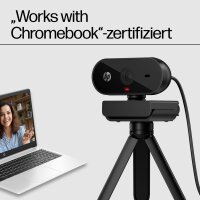 HP PC 320 Webcam, USB-A, 1080p Full HD, All-in-One, 360° drehbar, 66° Weitwinkel, Autofokus, Belichtungskorrektur, Mikrofon, Schwarz