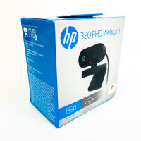 HP PC 320 Webcam, USB-A, 1080p Full HD, All-in-One, 360° drehbar, 66° Weitwinkel, Autofokus, Belichtungskorrektur, Mikrofon, Schwarz