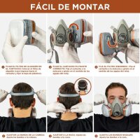 RHINO RH-M101 Respiratory Protection Set, Gas Mask with A1P2 Filter, including Dust Masks, Gloves, Safety Goggles, Cartridges, Dust Filters, ideal for painting and sanding