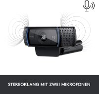 Logitech C920 HD Pro Webcam, Full HD 1080p, Autofocus, 78° field of view, Stereo microphones, Automatic exposure, USB, Black