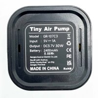 Airback GR-107C3 Mini Air Pump, 5V, 30W, 2400mAh Battery, Portable, LED Display, Black