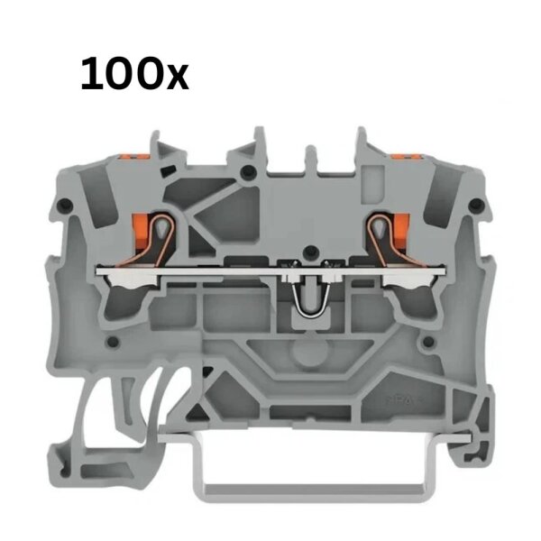 WAGO 2201-1201 Feed-through terminal block, 100 pieces, conductor-to-conductor, compact, tool-free connection