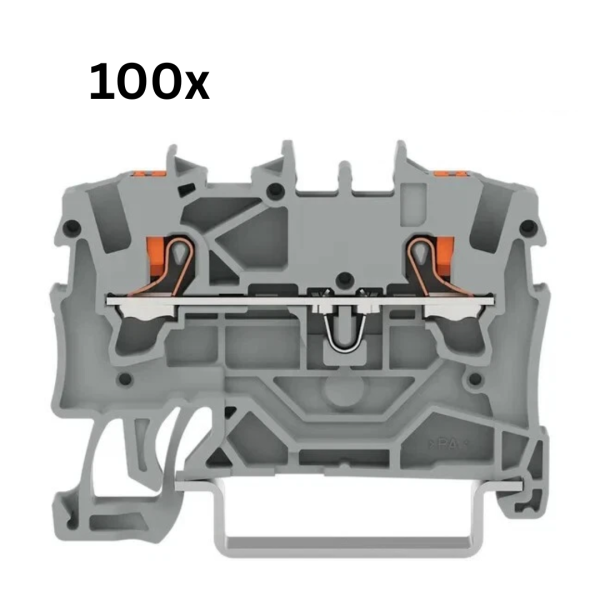 WAGO 2201-1201 Feed-through terminal block, 100 pieces, conductor-to-conductor, compact, tool-free connection