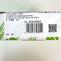 WAGO 2201-1201 Feed-through terminal block, 100 pieces, conductor-to-conductor, compact, tool-free connection