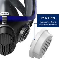 Dräger X-plore 5500 R55270 full face mask, respirator with P3 R filter, effective protection against fine dust and particles