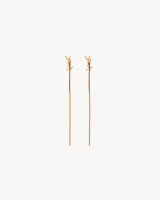 Saint Laurent Cassandre, goldfarbene Metall-Threader-Ohrringe, elegantes Design, Logo-Detail, modischer Schmuck
