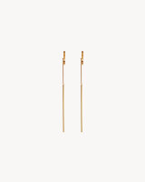 Saint Laurent Cassandre, goldfarbene Metall-Threader-Ohrringe, elegantes Design, Logo-Detail, modischer Schmuck