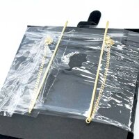 Saint Laurent Cassandre, goldfarbene Metall-Threader-Ohrringe, elegantes Design, Logo-Detail, modischer Schmuck